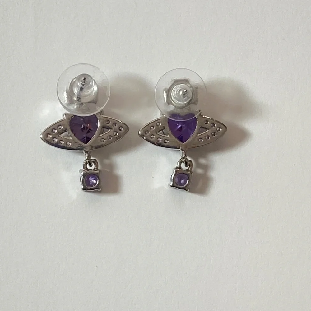 Orb Crystal Heart Earrings